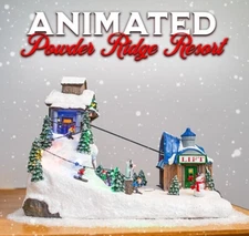 FG Square Powder Ridge Ski Resort LED Lights Christmas Village Decor 14x8x11"