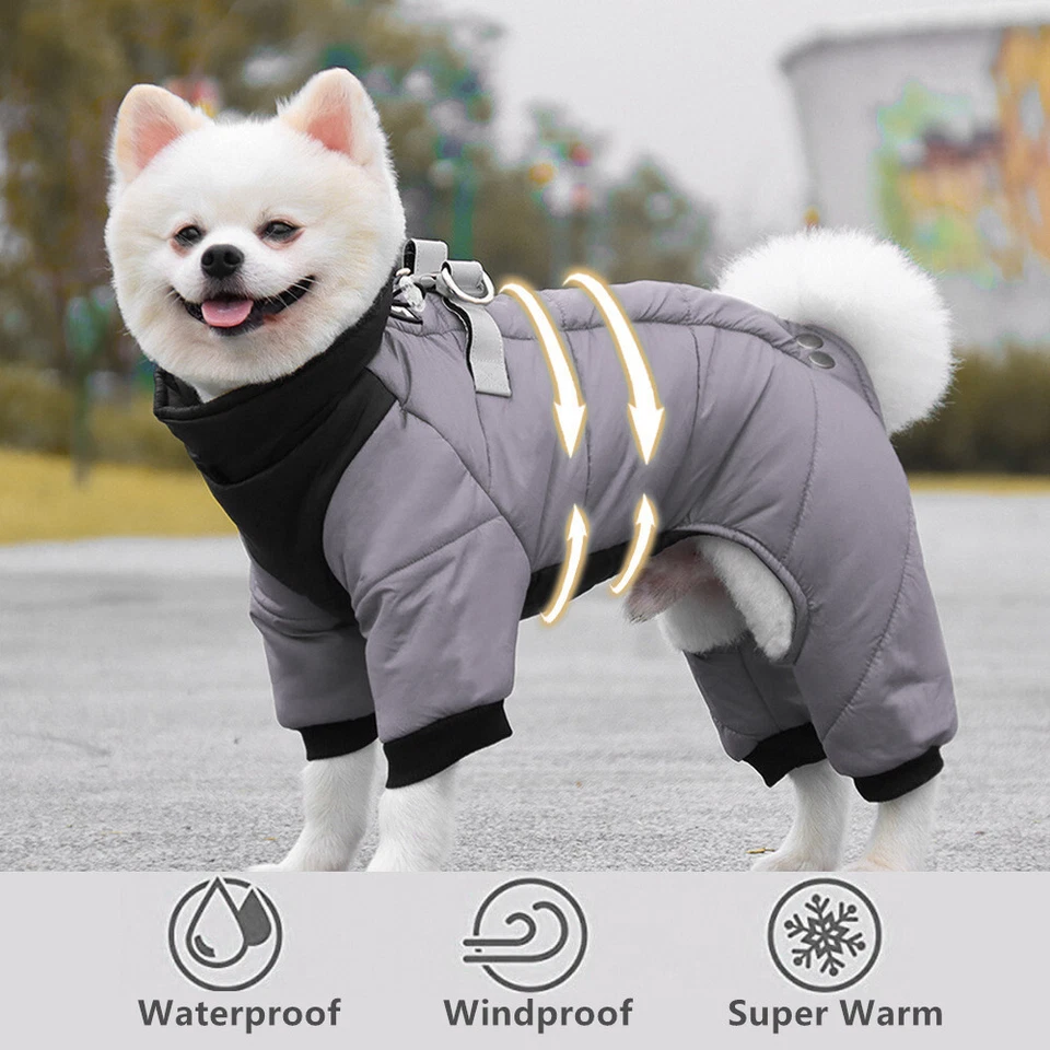 Pet Snowsuit for Dog Winter Dog Jacket Coat Waterproof Warm Puppy Hooded Clothes - Image 2 of 4