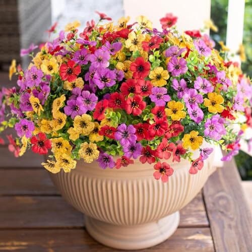 Autumn Artificial Fake Plants Flowers for Outdoor Fall Decor, Red