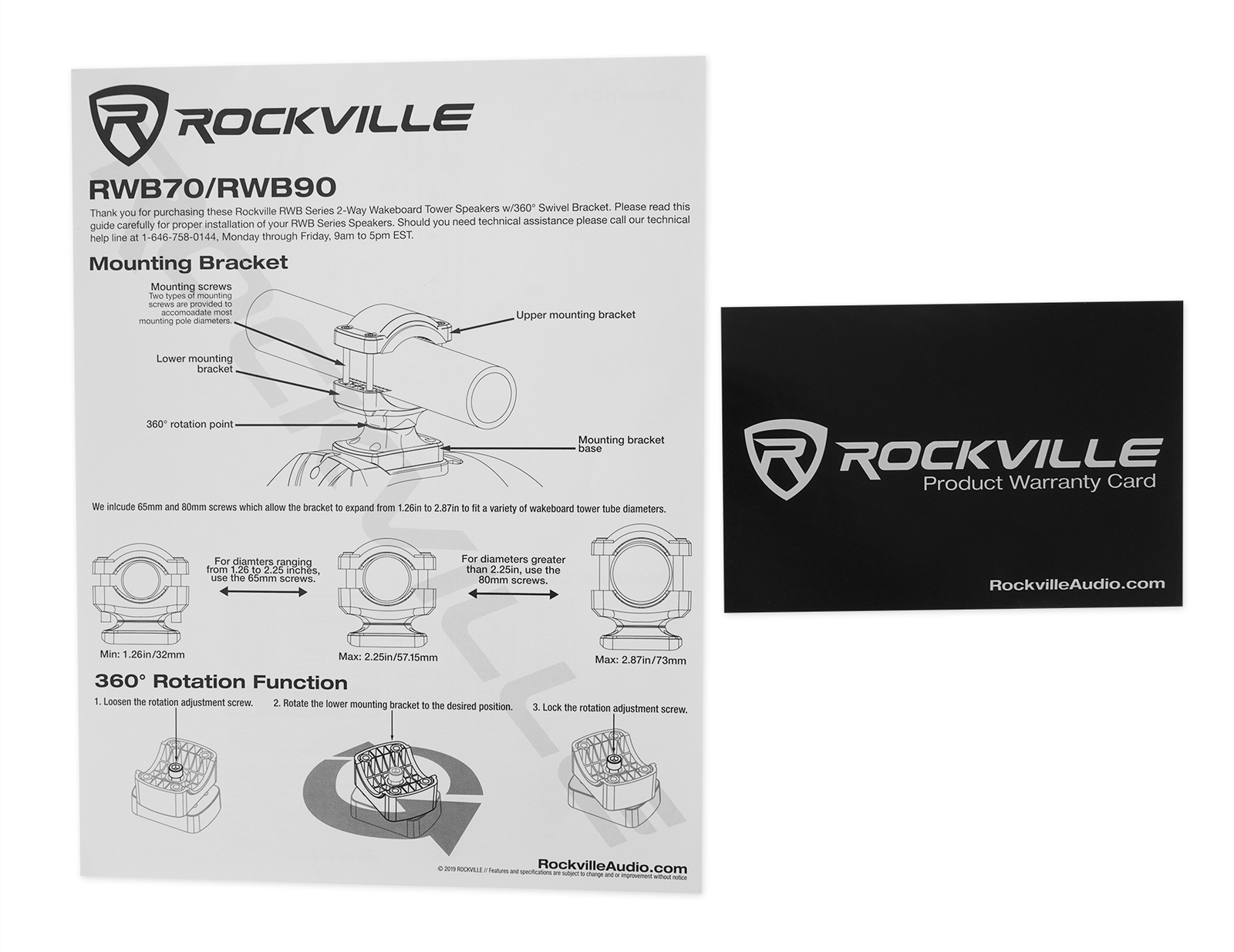 Пара динамиков Rockville RWB70W White 65 250 Вт для морского вейкборда с поворотной башней на 360