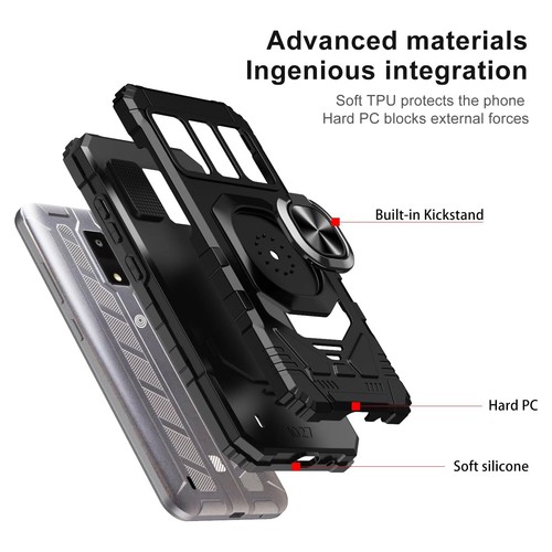 Coque téléphone bague d'armure bague de support magnétique pour BLU View 4 B135DL + verre trempé - Photo 8 sur 38