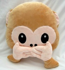Cojín de almohada emoji Monkey Speak No Evil de 12" suave emoticono peluche - Nuevo