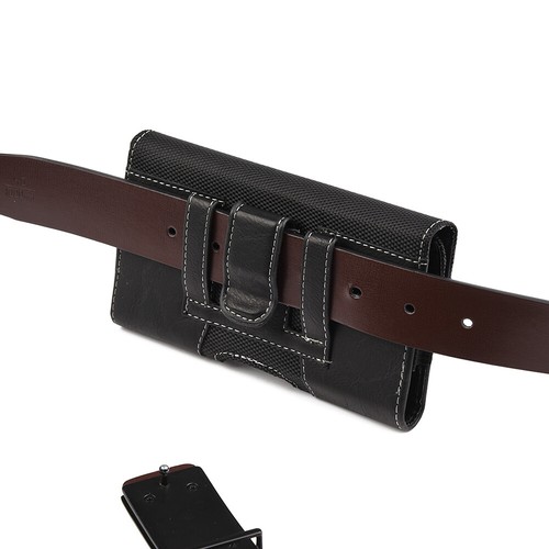 Funda horizontal de cuero de nailon con clip para cinturón bucle para teléfonos celulares - Imagen 7 de 14