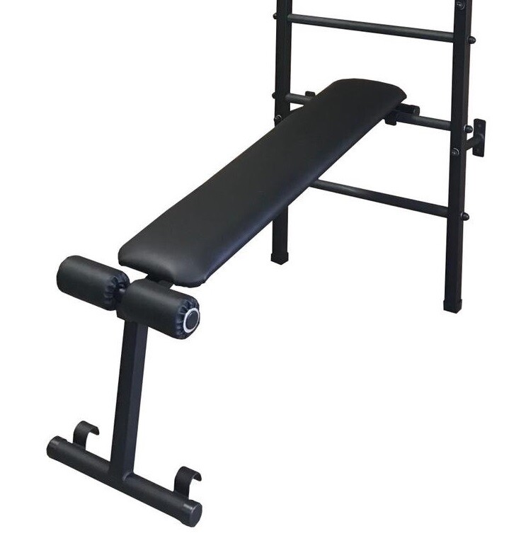 Sprossenwand Kletterwand 3 tlg Sportgerät mit Hantelbank Fitness Schwarz