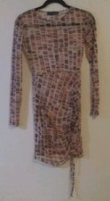 Pretty Little Thing Women Brown Sheer Bodycon Dress Size: 4
