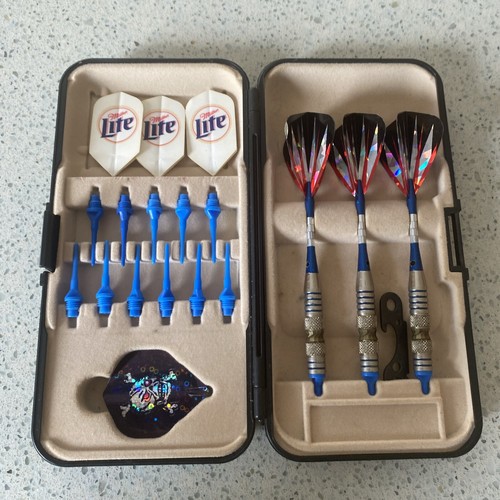 Miller Lite Beer Darts Set Plastic Tips With Case eBay