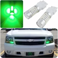 2 Bright Green 3157 3457 LED Daytime Running Light Bulbs Car Truck 4114 4157 DRL