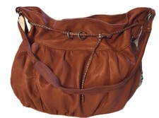 Rabeanco Tan Leather Floppy Boho Hobo Handbag Purse Bag-gorgeous!