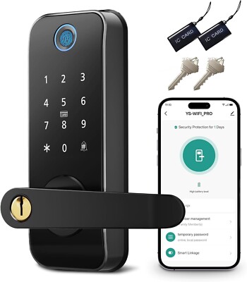 Smart Door Lock Fingerprint 5-in-1 Keyless Entry Auto-Lock Remote access via app
