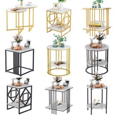 Couchtisch Beistelltisch Sofatisch Weiß Marmor Kaffeetisch Modern Design Metall