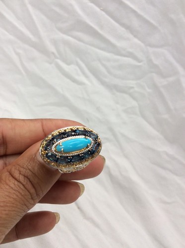 Michael Valitutti NH sterling silver 925 Turquoise Topaz Ring Size 7 - Picture 3 of 8