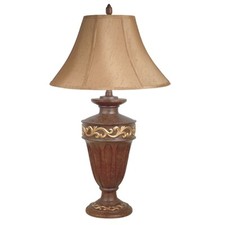 NEW Contemporary Gold  Wood Base  Gold Fabric Shade Finish 32" Table Lamp 8198
