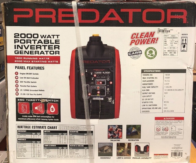 Predator Generators 62523 2,000W Super Quiet Inverter ...