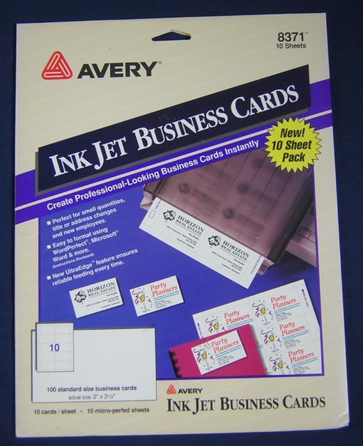 Avery 8371 USAsized Inkjet Business Cards 2"½" 2 packs 10 sheets (200