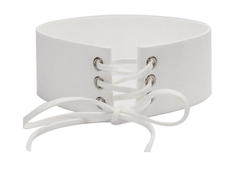 Ties Up Choker Leather Lace Up Necklace Wide Suede Colored