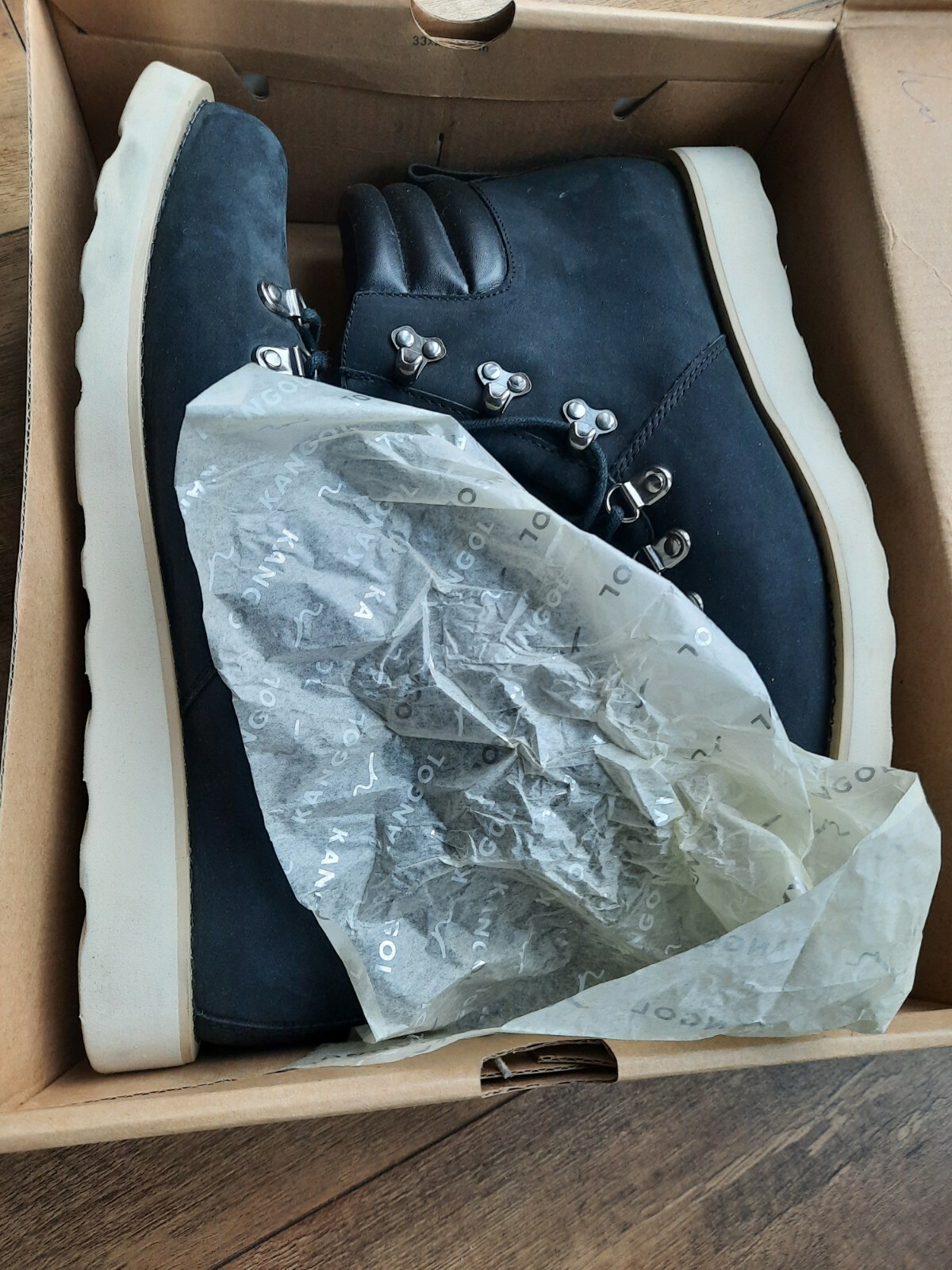 KANGOL Men Ankle Boots Blue Navy 100percent Leather Boots UK 11 RRP £70 image 4