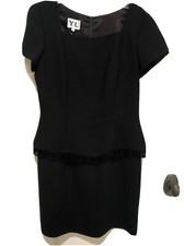 YL Little Black Classic Dress Fringe Waist Cap Sleeve Lined Polyester Women’s 12