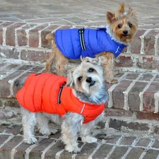Alpine Extreme Weather Puffer Dog Coat - Navy Blue  Doogie Design Size  XS - S
