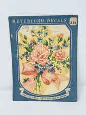 Vintage 1940s Meyercord Decal Red Rose Blue Purple Flowers Bouquet X502-A