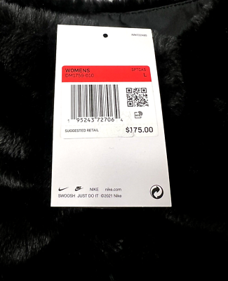 S。 NEW Women's Nike Oversized Plush Faux Fur Jacket Coat Black/Fossil