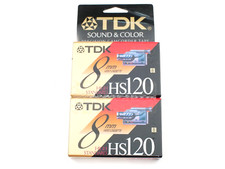 2 Pack TDK 8mm 120 Minute Camcorder Video Cassette P6-120HS Premium Sealed NOS