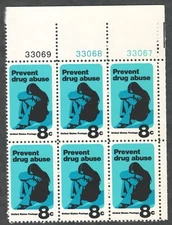 US. 1438. 8c. Prevent Drug Abuse Issue. Plate Block of 6. MNH. 1971