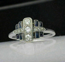 Vintage 1/3Ct White Round Cut CZ CZ Art Deco Engagement Ring In 925 Silver