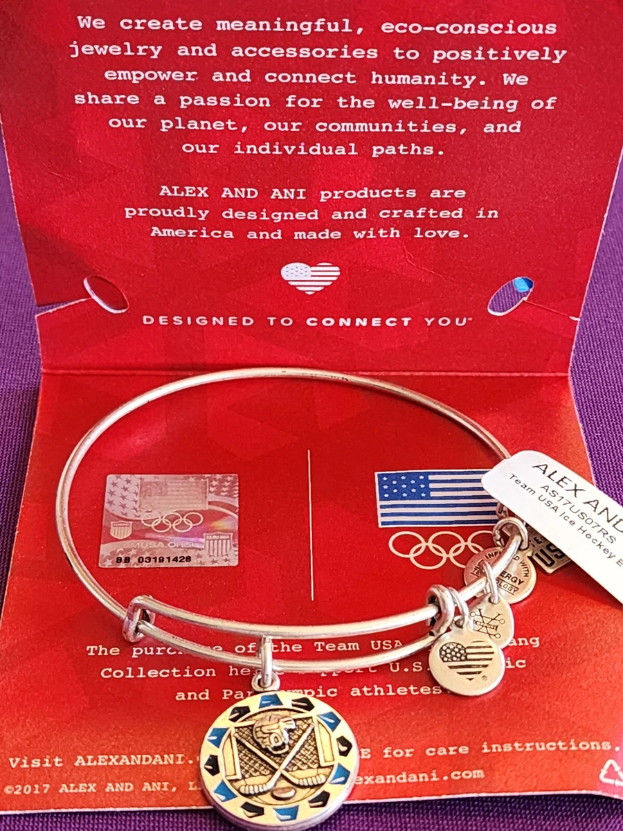 Alex and Ani Olympics Team USA Ice Hockey Charm Bracelet Silver New In Gift Box