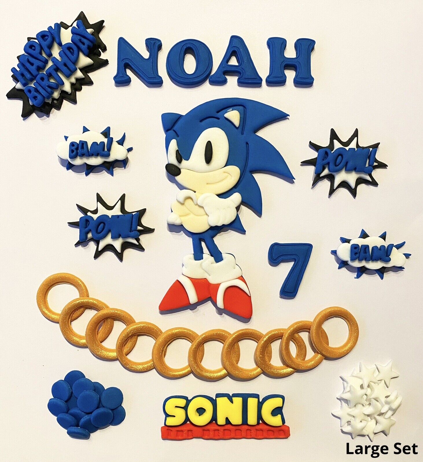 Printable Sonic the Hedgehog 7th Birthday Cake (Instant Download