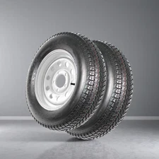 2 Pack ST205/75D15 Trailer Tires on Rims 205/75 15 in. 5 Lug Silver Spoke Wheel