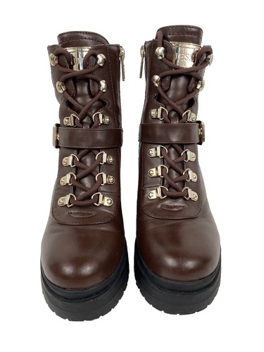 GUESS Size 6 Women's Brown Canaly Combat Boots Lug Sole Block Heel - Picture 5 of 11