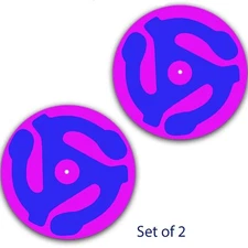 DJ Set of 2 45 Adaptor Purple Haze Blue 7" inch Slipmat Portablism Slip Mat x2