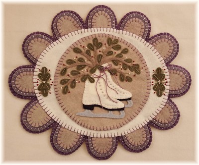 Pattern Mistletoe Memories Winter Ice Skates Penny Rug Table