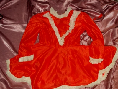Süßes GLANZ DEDERON Kleid Kleidchen rot weiß Volants Mädchen ca 122/128 - Bild 1 von 2