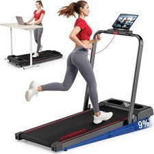Image of 6 in 1 Folding Treadmill with 1-12KM/H, 9% Incline Walking Pad Foldable with APP