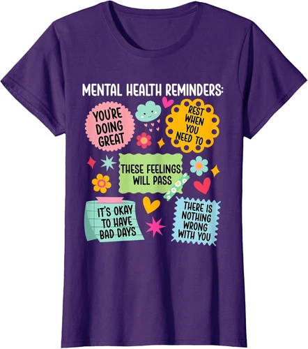 Cute Colors Mental Health Reminders Awareness Month Ladies' Crewneck T-Shirt