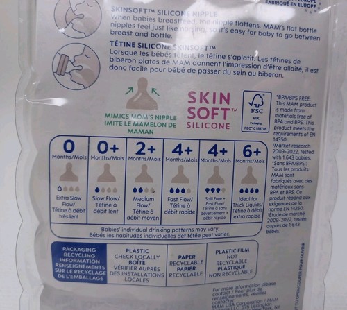 MAM Baby Flaschennippel Fast Flow Nippel Level 3 für 4+ Monate 4er Pack - Bild 9 von 14