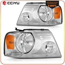 Pair Headlights For 2004-2008 Ford F-150 F150 06-08 Lincoln Mark LT Chrome Amber