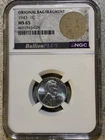 1943 Uncirculated Steel Lincoln Wheat Cent 1c - NGC MS65 Original Bag Fragment