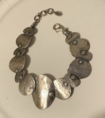 Silpada Sterling Silver  Badge Of Beauty  Layered Disc Bracelet 7.3/4  17.8g