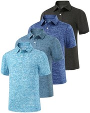 Boys Short Sleeve Polo Shirt Moisture Wicking Golf Shirt School Camp Uniform ...