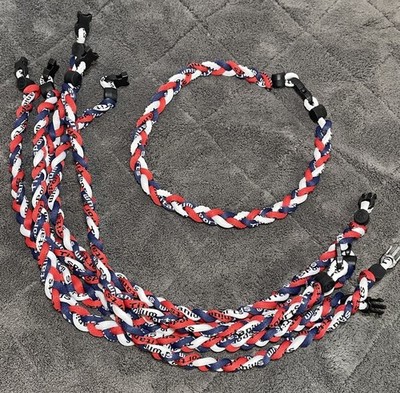 Baseball Titanium Tornado Sport Necklace 17''  Blue White Red 6 Rope Lot