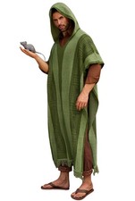 Arvilhill Men's Halloween Costume Green Hooded Poncho Cape M