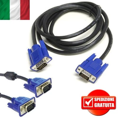 ABM-LIMITED Cavo VGA MASCHIO-MASCHIO 15 PIN PC MONITOR TV LCD PLASMA HD SVGA CAVO 0,5 m - 5m