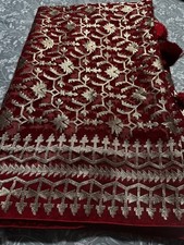 Blood Red Organza Saree with Full Jamdani Embroidered Design Bridal Saree Women