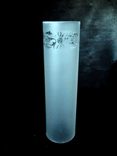 VERRE CYLINDRIQUE LAMPE PETROLE 18cm satiné Tulipe Lamp Tulip Glass Art Nouveau
