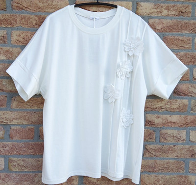 Damen Shirt von TAGAER Le COUTURE Gr. L - XL T-Shirt Kurzarm Weiß- Hellcreme Neu