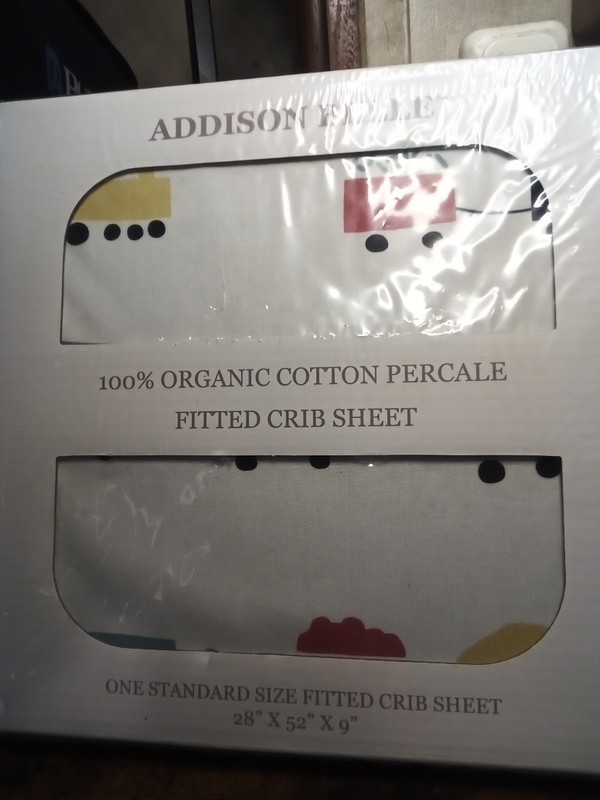 Addison Belle 100% Organic Cotton Percale Fitted Crib Sheet 28"x52"x9" Brand New