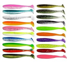 Rubber Bait Set, 20 Piece Shad Rubber Fish, 9cm, Catchy Colours, Walleye Lures, ...