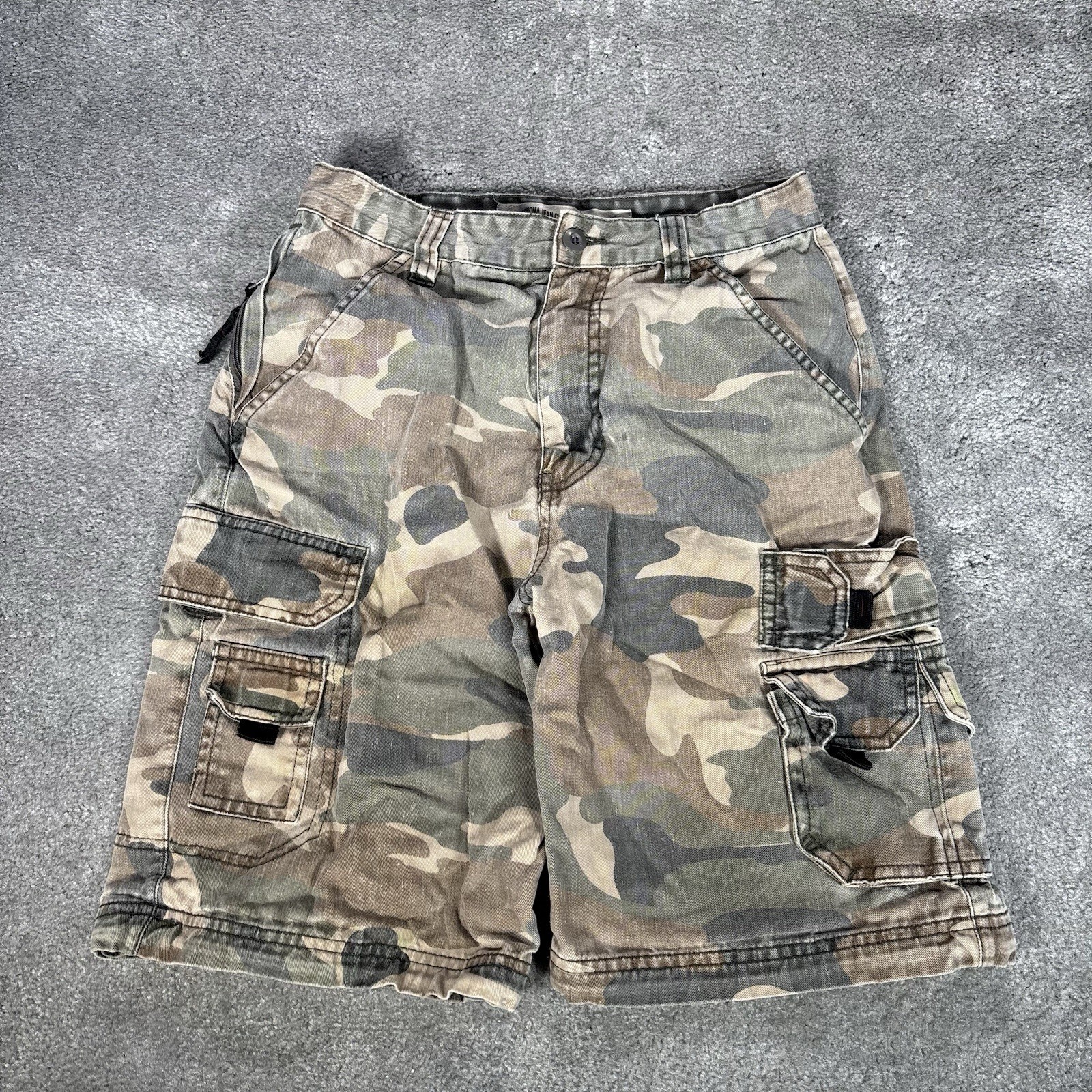 Vintage Sonoma Cargo Shorts Youth Boys 12 Green Camo Baggy Heavy Skater Surf Y2K